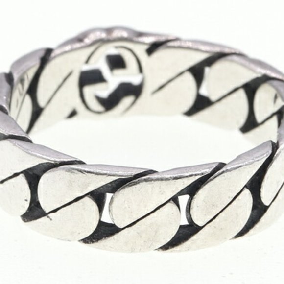 Gucci Ring Interlocking G Wide 661513 SV Sterling Silver 925 Size 18 Chain Me... - Picture 2 of 7